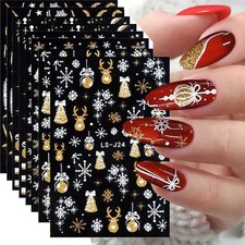 4 Stk 3D Nagel Sticker Nail Art Weihnachten Xmas Selbstklebend Aufkleber Glitzer