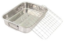 AUFLAUFFORM EDELSTAHL + Bratengitter BRÄTER rostfrei RAINE Bratraine Ofenpfanne