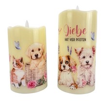 LED-Kerze - 2 Motivkerzen mit Funkellichtern, Timer & Farbwechsel möglich