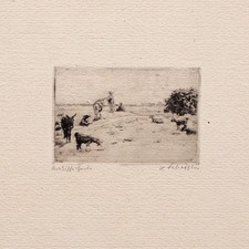 Arabische Herde Radierung auf