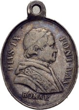 Medaille Wallfahrt  Pius IX. 20x18 mm/ 2,3 g  Silber Münze Original #MAM143