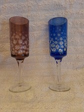 Paar Sektglas Kristallglas vintage 70er farbig Überfang geschliffen Sammler rar