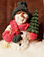 Schneemann groß hinreißend weihnachtsrot und grün Tannenbaum selten Retro Sammle