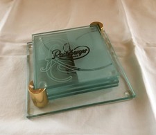 Bier Untersetzer - Set aus Glas "Radeberger" mit Halter