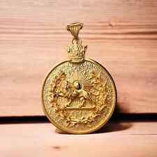 Mittlere East 22k Gold Geflochten Löwe & Sonne Farvahar 925 Silber Krone