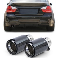 2x90mm Auspuff Endrohr Carbon mit Absorber für 3er BMW E90 E91 E92 E93 2005-2013