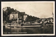 AK Passau, Ober- und Niederhaus mit Personendampfer, Seitenraddampfer Habsburg 
