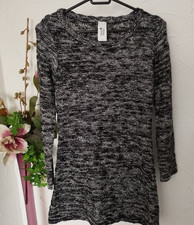 C&A  Kleid Strickkleid  Linksstrick schwarz/ weiß  + Silberfaden Gr. 170