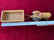 Kleiner Holztraktor Traktor mit Anhänger DDR Spielzeug Ostalgie