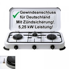 Campingkocher Gaskocher Herd 3 flammig mit Zündsicherung 2 4 Propangas