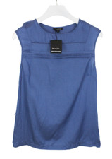 Massimo Dutti 6731 T-Shirt Damen Klein Ärmellos Seidenmischung Blau