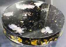 Orpanit®  Orgon Platte Turmalin, Rosenquarz mit Blattgold Ø 13,5 cm