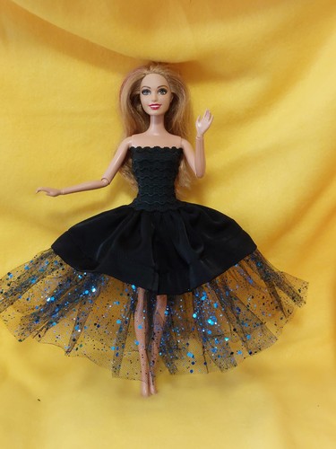 Barbie kleid blau schwarz - barbie,