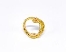 Snake Schlange | *red eyes* | Handarbeit Gold Ring | GR 47 18 Karat 750K