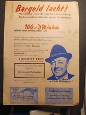 Pirmasens Universum Filmtheater 26.09.1962 Heinz Rühmann Werbung Bargeld lacht