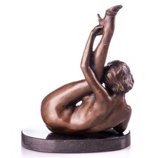 Bronzeskulptur Erotisch Weiblich Akt Statue Nackte Frau Bronzefigur H.23cm
