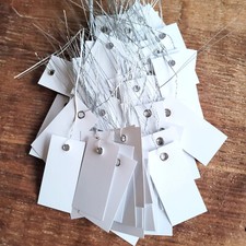 100 x Hängeetiketten 30x60mm Metallöse Etiketten Kunststoff Weiß Draht Pflanzen