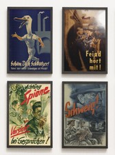 als Set: 4 Poster Spione / Plakate / Reichsbahn Lokomotive Wehrmacht Militaria
