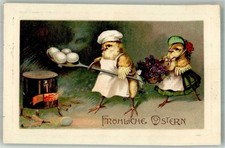 13304831 - Kueken vermenschlicht , Eier kochen Osterei 1910