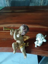 Engel Keramik Kantenhocker  Trauer Putte  +  Sitzengel weiß