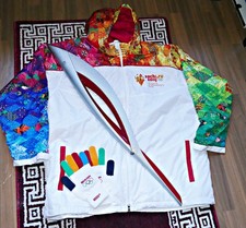 Original Olympische Fackel 2014 Sotschi + Jacke+ Handschuhe