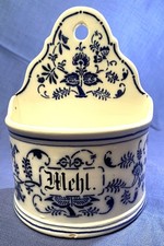 Mehlfass Mehlfässchen im Zwiebelmuster-Dekor wandhängend oder einfach stehend 