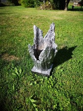  Grab Vase, Grabschmuck, Kunst, Blumenkübel, Schwarz/Silber, Unikat, 49cm 