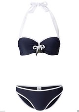  WUNDERSCHÖNER BÜGEL BIKINI IM IN BLAU/WEIß IM SUPER DESIGN GR.36 CUP-E NEU 