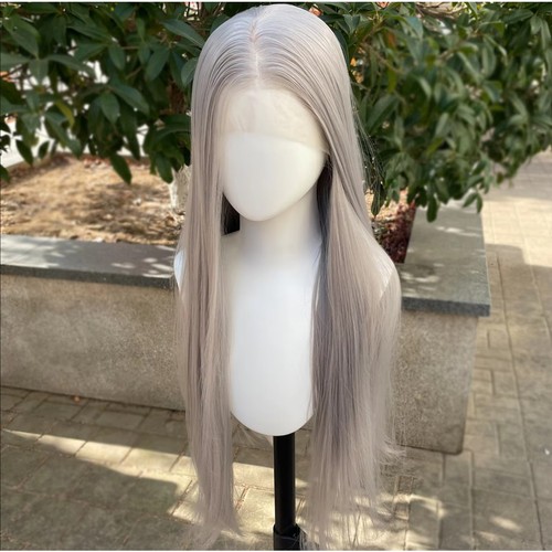 Long straight silber grau - straight,