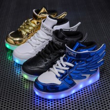 LED Leuchtende USB Aufladen Leuchtschuhe Sneaker Flügel Blinkschuhe Turnschuhe