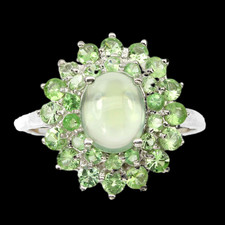Ring Tsavorit Prehnit 925