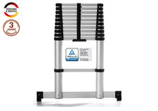 Premium Alu Teleskopleiter TÜV geprüft Softclose Arbeitshöhe 4,04 m Antirutsch