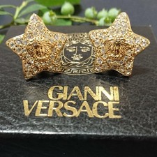 GIANNI VERSACE Ohrringe Stern Gold Logo Stein