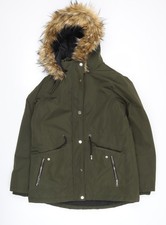 Primark Damen Grün Parka Jacke S Kunstfellbesatz Kapuze Wintermantel