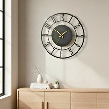 Metall Wanduhr Schwarz mit