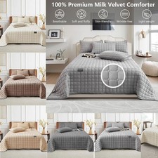 Samt Tagesdecke Set Throw Gesteppte 3-Teilige Bettwäsche-Set mit 2 Kissenbezügen