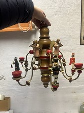 Erzgebirgs Deckenspinne, Deckenleuchter mit geschnitzten Figuren, Engel Bergmann