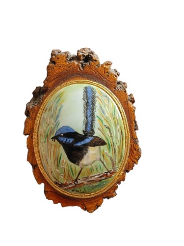 Vintage handbemalte blaue