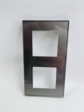 2fach Steckdosen Glasrahmen Schuko Deckel Glasblende Abdeckung in grau