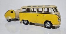 Hongwell 1:43 H0 Volkswagen T1 VW BUS Samba GESPANN MIT WOHNANHÄNGER GELB