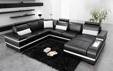 Ecksofa Ledersofa mit USB Big