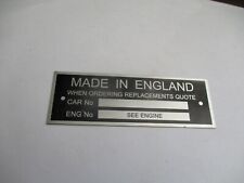 Typenschild Schild Triumph Austin Mini Jaguar Oldtimer