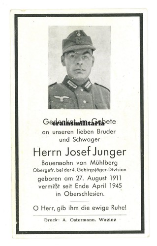 Orig sterbebild gebirgsjäger - orig.,
