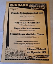 Reklame Werbung Zündapp Alpenfahrt Nationalmannschaft Litfaßsäule Plakat 1951