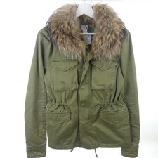 PRPS Jacke Parka Fell Kapuze Grün Gr. S 36