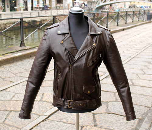 Herren lederjacke braun biker - herren,