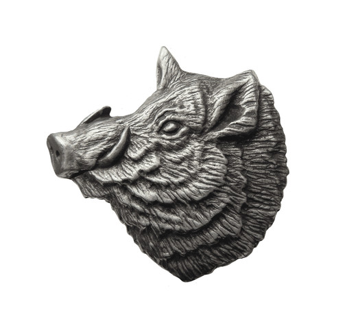 Wildschweinkopf zinn brosche - zinn,