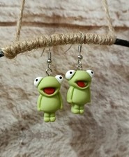 1 paar Ohrringe Hänger Comic "Frosch ?"Harz Flache Rückseite Modeschmuck
