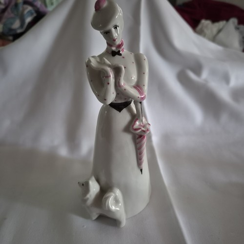 Porzellanfigur dame mit hund - porzellanfigur,