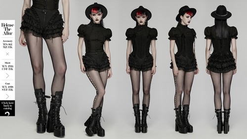 Punk rave women black - black, gothic